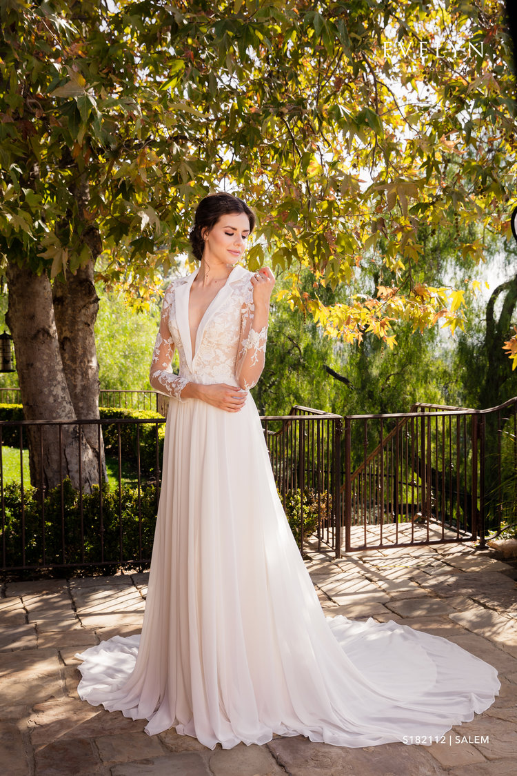 Vintage Maxim wedding brudekjole med krave