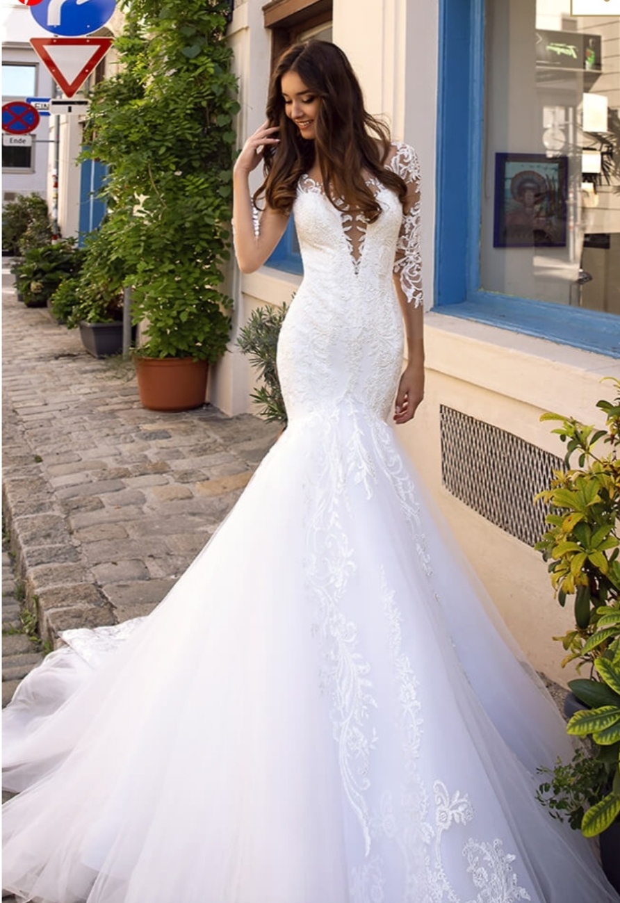 Havfrue brudekjole med tyl 