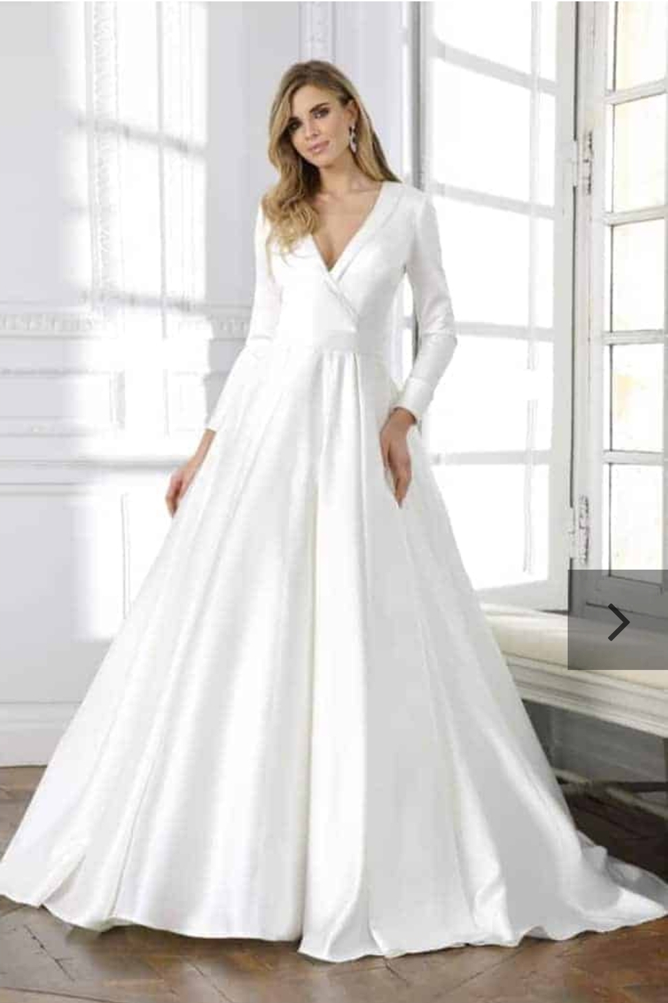 Brudekjole med ærmer glat