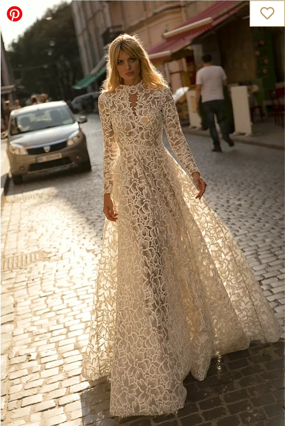 Oksana M brudekjole boho med ærmer 