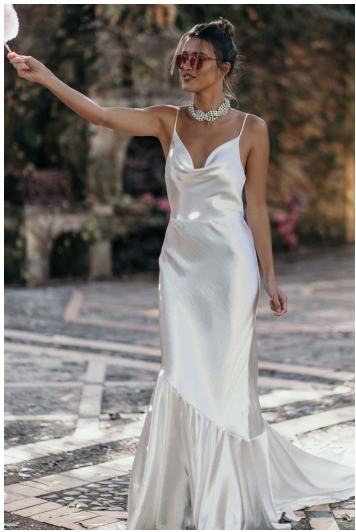 Silke brudekjole glat