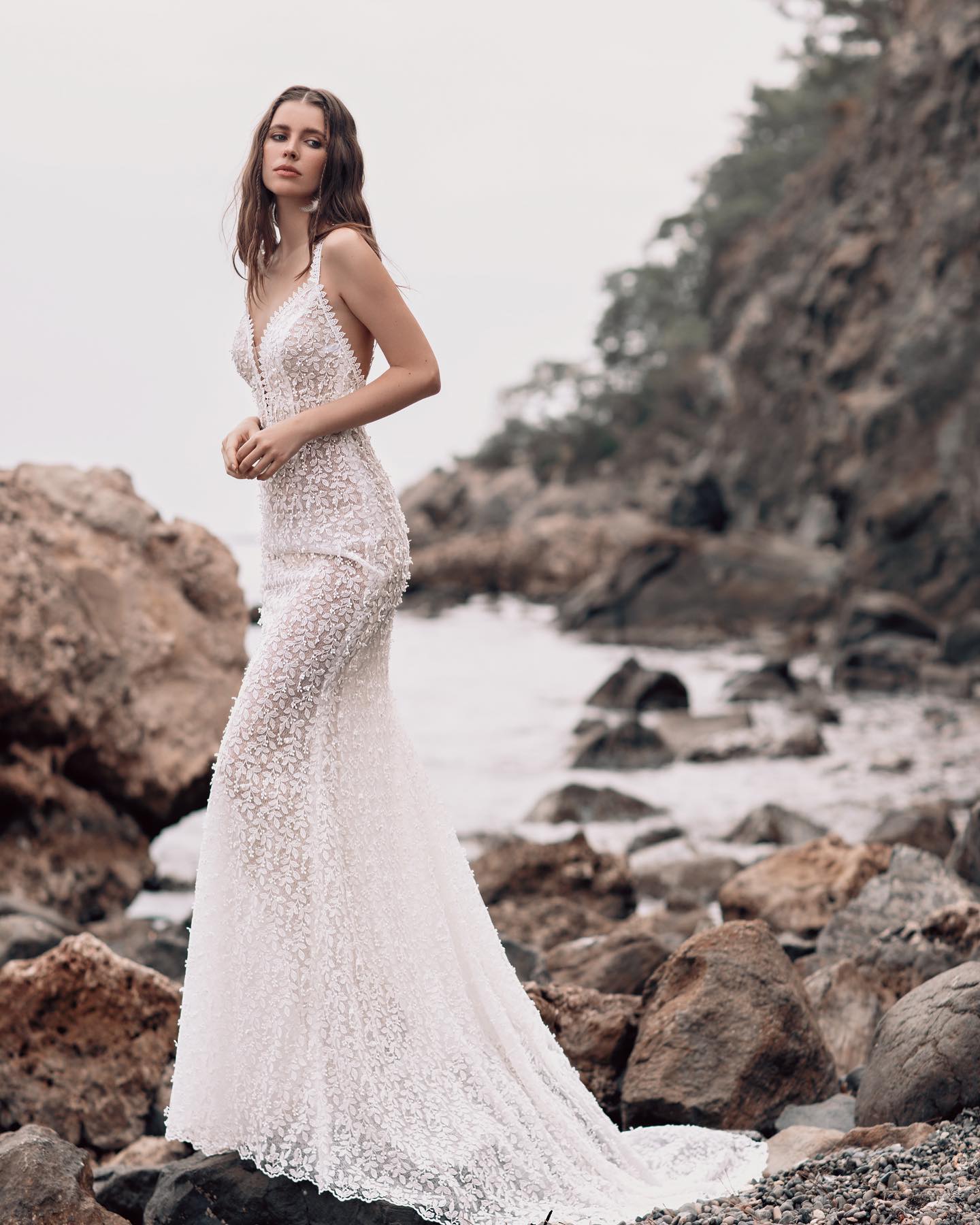 Havfrue blonde brudekjole med strop