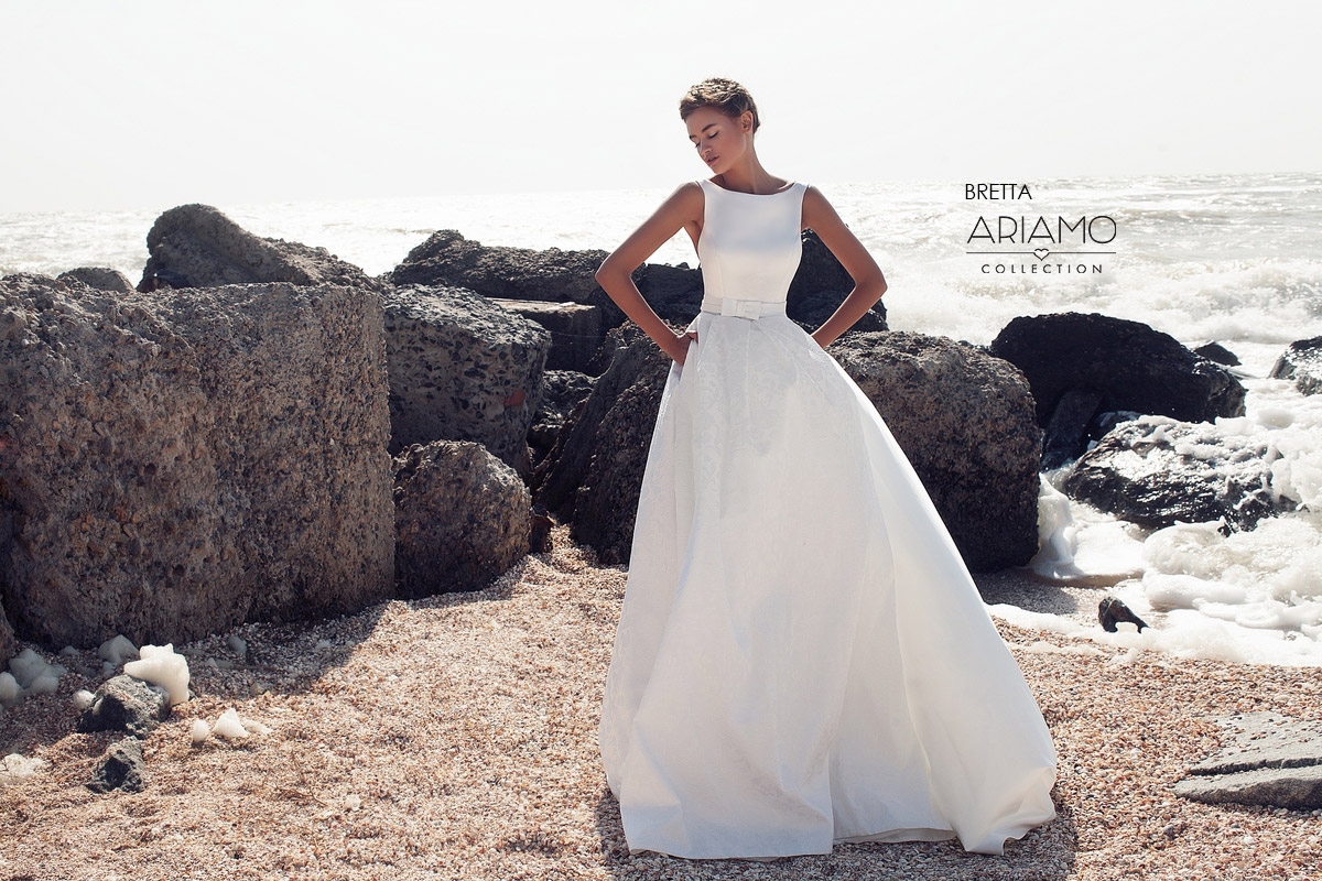 Bretta  brudekjole i mikado silke med lommer