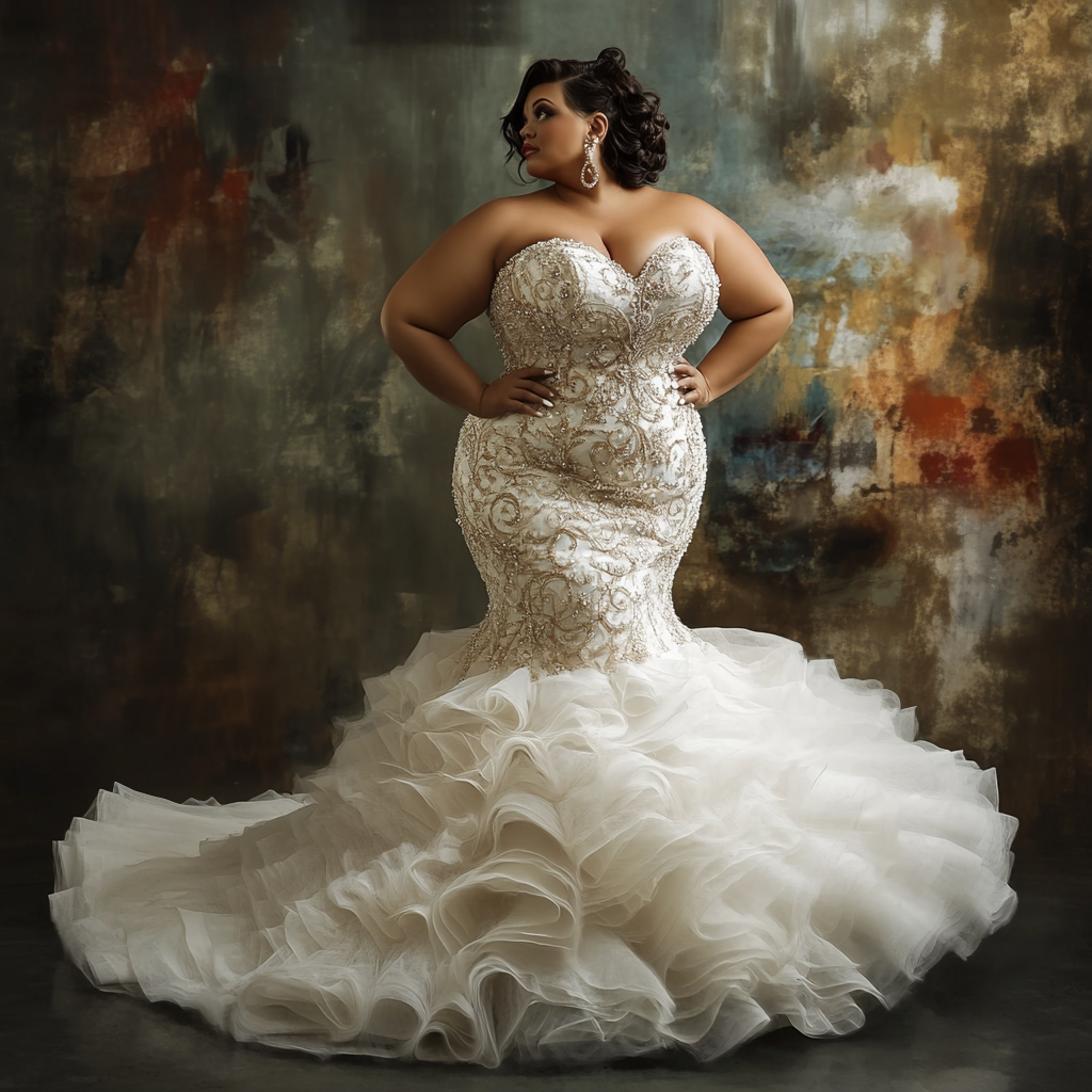 Plussize havfrue brudekjole 