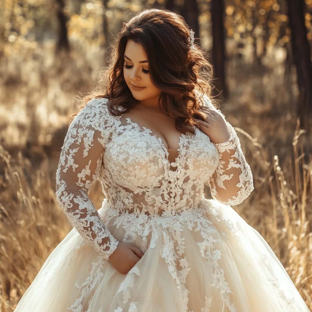 Brudekjoler i plussize med ærmer 