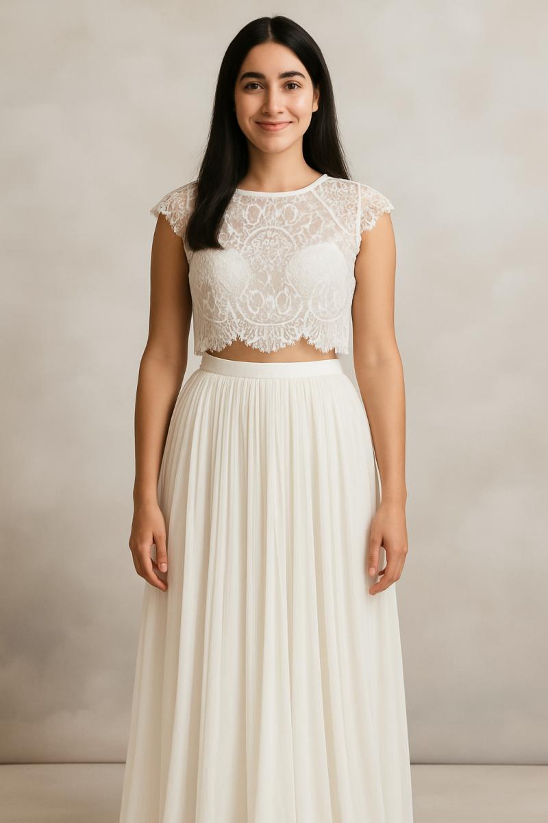 Lyngby brudekjole To delt blonde skørt brudekjole udsalg per del