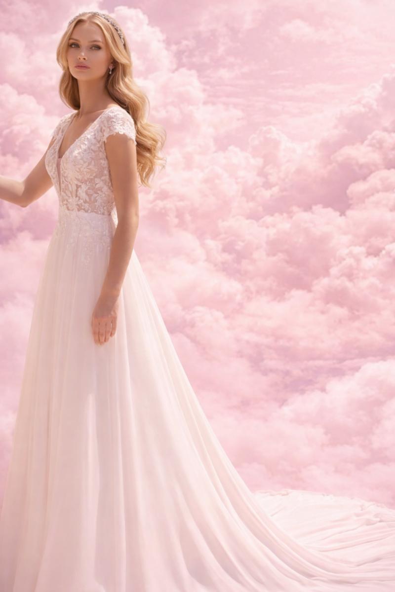 Silke brudekjole i balance med blonde eller enkel slæb 