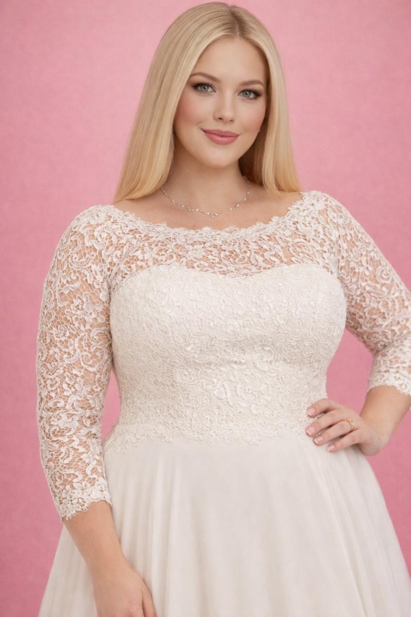 Fyn brudekjole med lange ærmer
